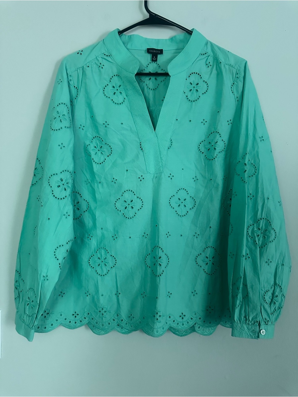 Talbots Mint Green Eyelet Popover Tunic